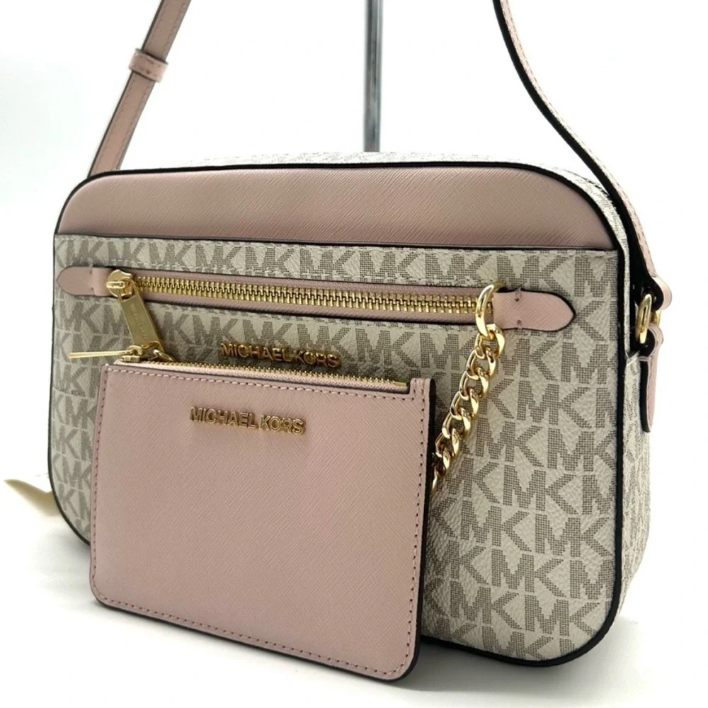 Michael Kors Jet Set LG Signature Logo Crossbody Bag & Matching TZ Coinpouch ID